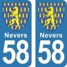 Blason Nevers - Stickers plaque immatriculation 58