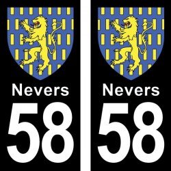 Blason Nevers - Stickers plaque immatriculation 58