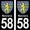 Blason Nevers - Stickers plaque immatriculation 58