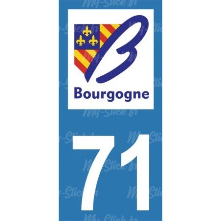 Stickers plaque immatriculation Saône-et-Loire 71