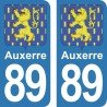 Blason Auxerre - Stickers plaque immatriculation 89