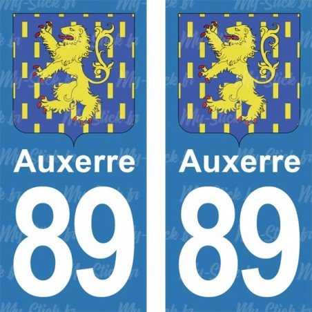 Blason Auxerre - Stickers plaque immatriculation 89