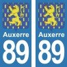 Blason Auxerre - Stickers plaque immatriculation 89