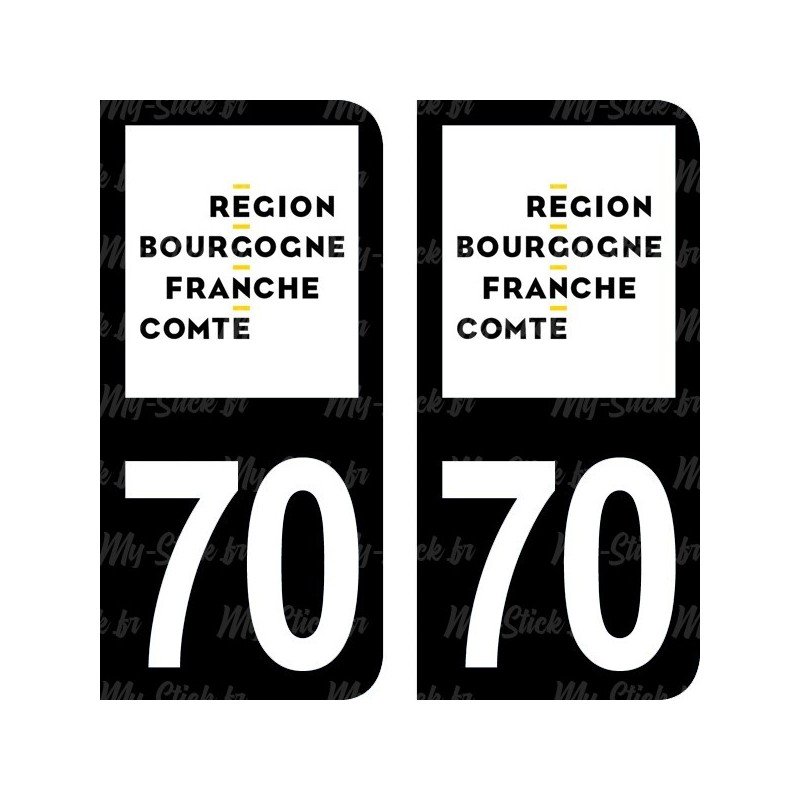 Stickers plaque immatriculation 70