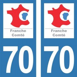Stickers plaque immatriculation 70 Haute-Saône