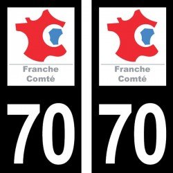 Stickers plaque immatriculation 70 Haute-Saône