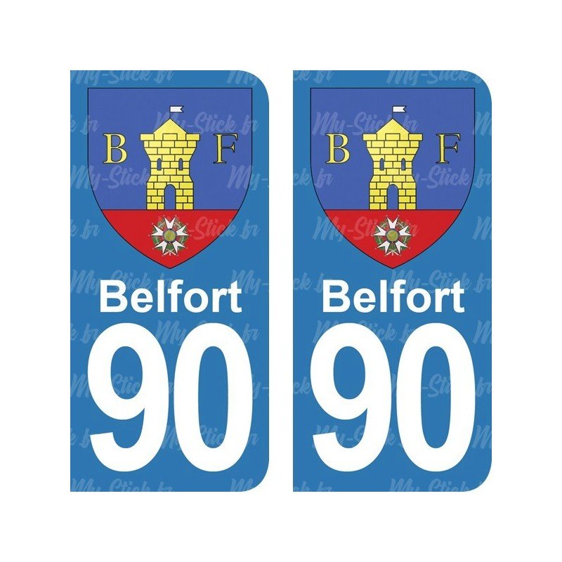 Blason Belfort - Stickers plaque immatriculation 90