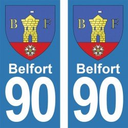 Blason Belfort - Stickers plaque immatriculation 90