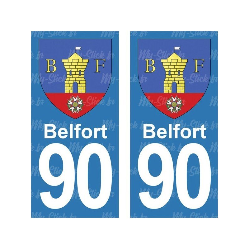 Blason Belfort - Stickers plaque immatriculation 90