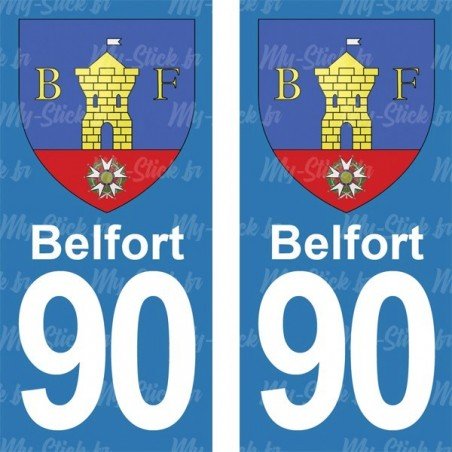 Blason Belfort - Stickers plaque immatriculation 90