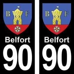 Blason Belfort - Stickers plaque immatriculation 90