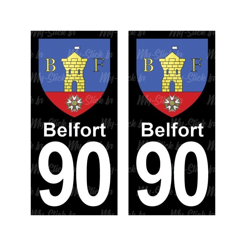 Blason Belfort - Stickers plaque immatriculation 90