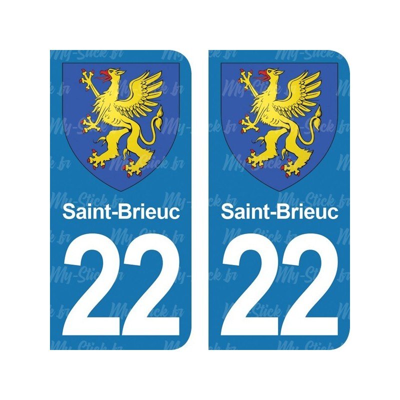Blason Saint-Brieuc - Stickers plaque immatriculation 22