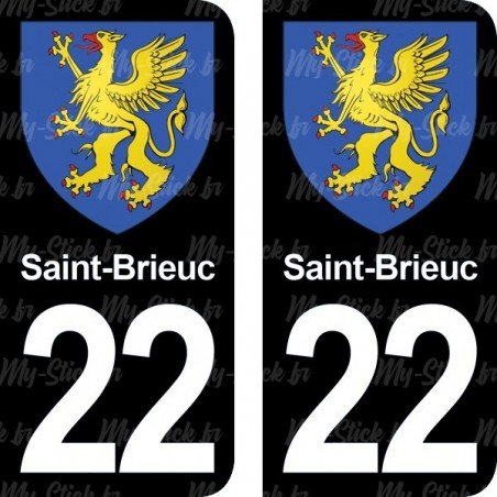 Blason Saint-Brieuc - Stickers plaque immatriculation 22