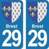 Blason Brest - Stickers plaque immatriculation 29