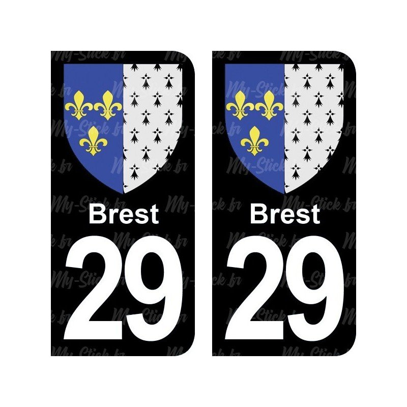 Blason Brest - Stickers plaque immatriculation 29