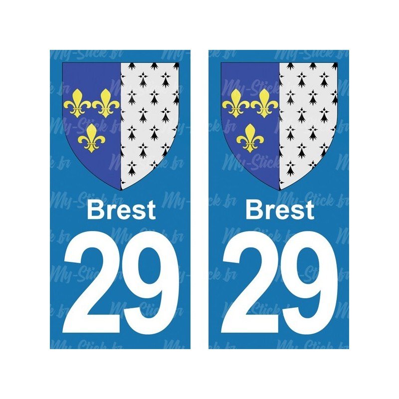 Blason Brest - Stickers plaque immatriculation 29