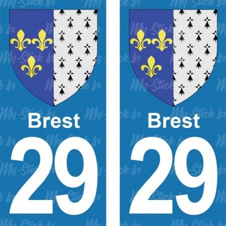 Blason Brest - Stickers plaque immatriculation 29