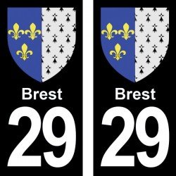 Blason Brest - Stickers plaque immatriculation 29