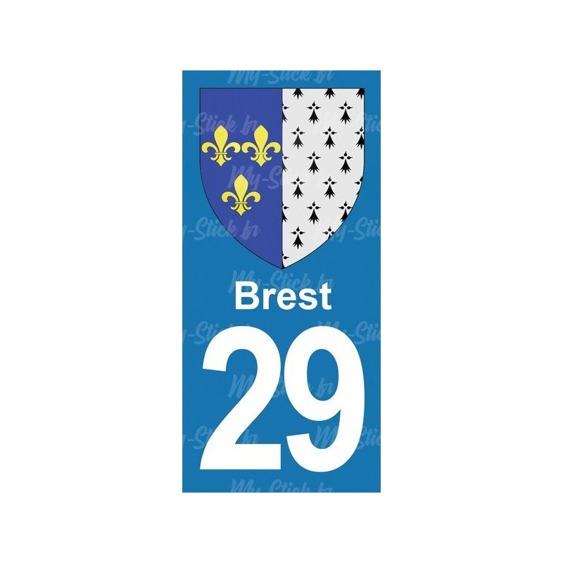 Blason Brest - Stickers plaque immatriculation 29