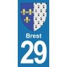 Blason Brest - Stickers plaque immatriculation 29