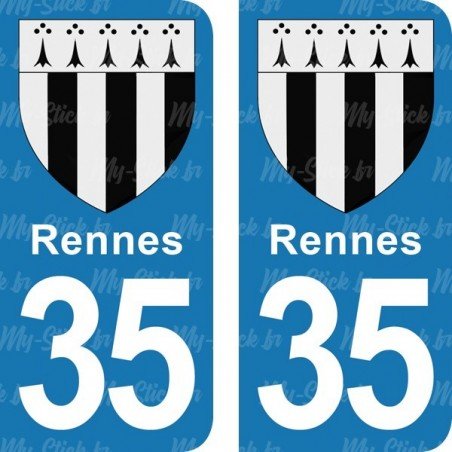 Blason Rennes - Stickers plaque immatriculation 35