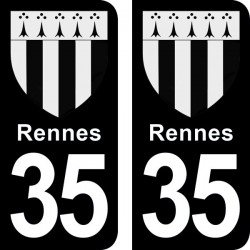 Blason Rennes - Stickers plaque immatriculation 35