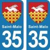 Blason Saint-Malo - Stickers plaque immatriculation 35