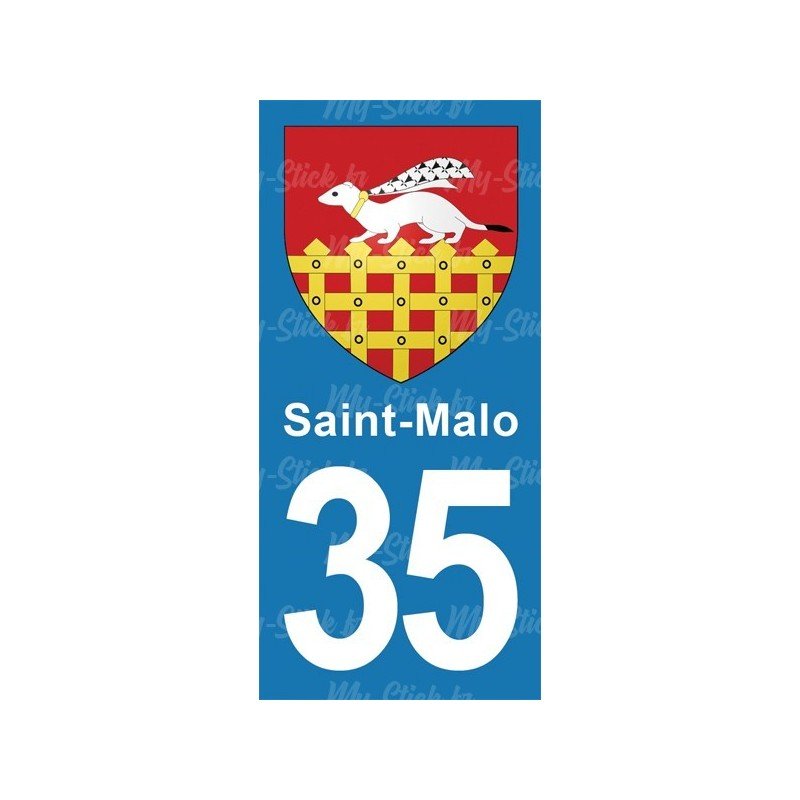 Blason Saint-Malo - Stickers plaque immatriculation 35