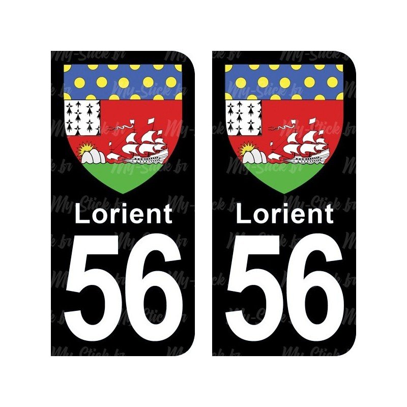 Blason Lorient - Stickers plaque immatriculation 56