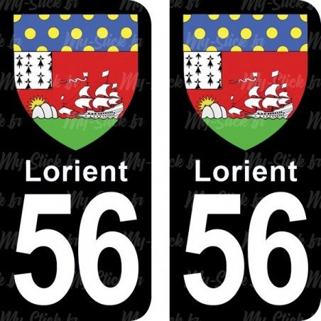 Blason Lorient - Stickers plaque immatriculation 56