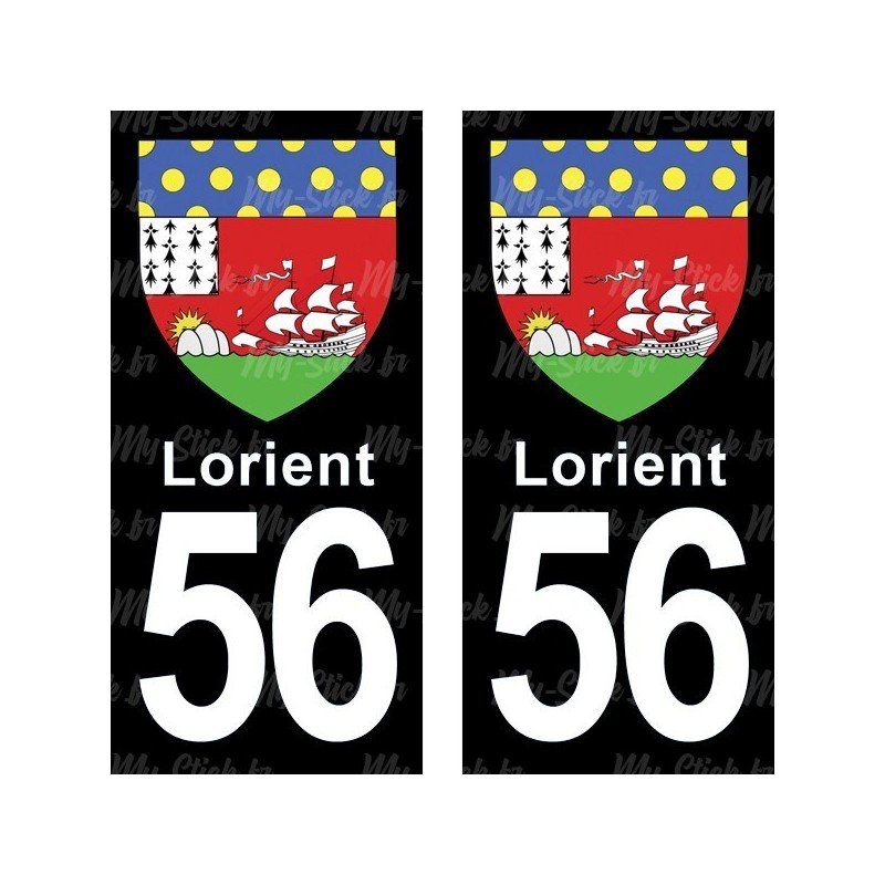 Blason Lorient - Stickers plaque immatriculation 56