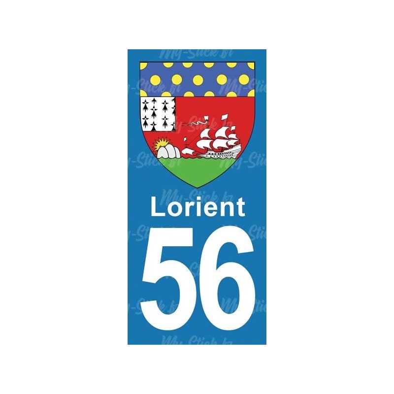 Blason Lorient - Stickers plaque immatriculation 56