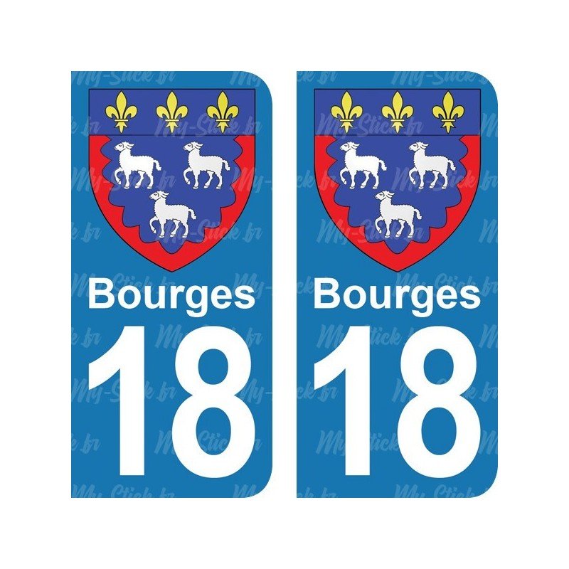 Blason Bourges - Stickers plaque immatriculation 18