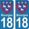Blason Bourges - Stickers plaque immatriculation 18