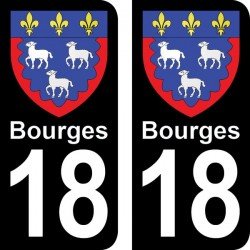 Blason Bourges - Stickers plaque immatriculation 18