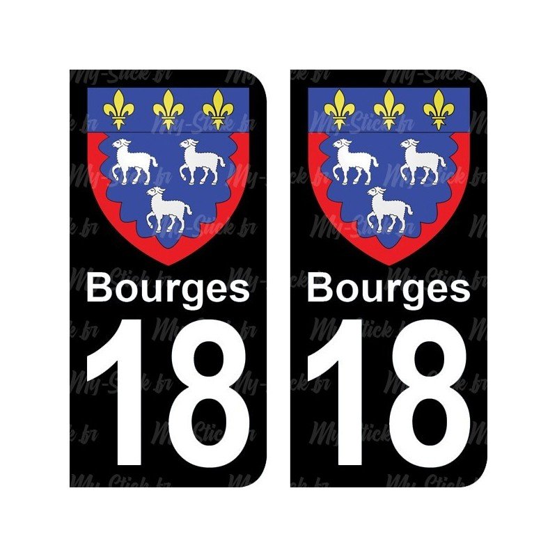 Blason Bourges - Stickers plaque immatriculation 18