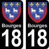 Blason Bourges - Stickers plaque immatriculation 18