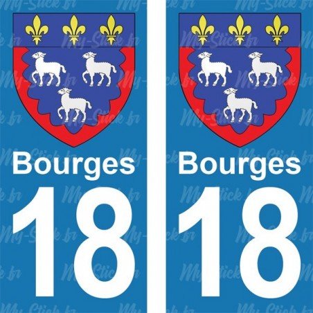 Blason Bourges - Stickers plaque immatriculation 18