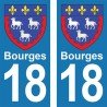 Blason Bourges - Stickers plaque immatriculation 18