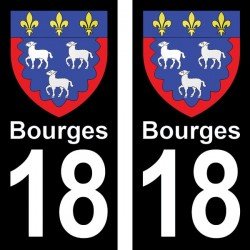 Blason Bourges - Stickers plaque immatriculation 18