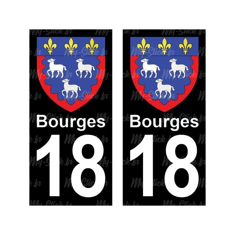 Blason Bourges - Stickers plaque immatriculation 18