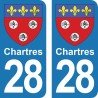 Blason Chartres - Stickers plaque immatriculation 28