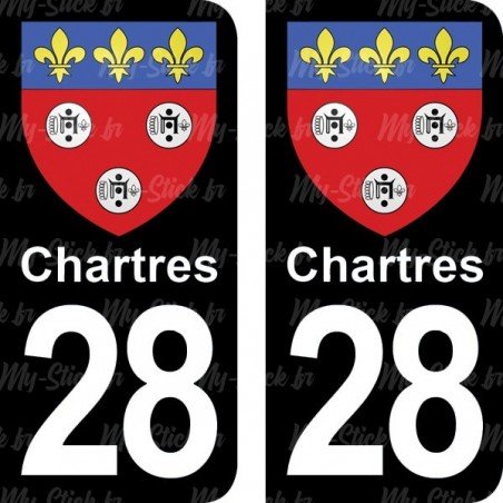 Blason Chartres - Stickers plaque immatriculation 28