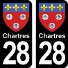 Blason Chartres - Stickers plaque immatriculation 28