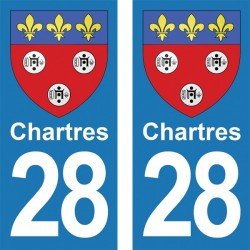 Blason Chartres - Stickers plaque immatriculation 28