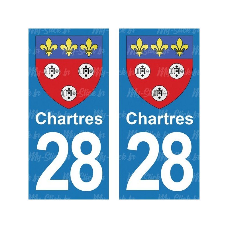 Blason Chartres - Stickers plaque immatriculation 28