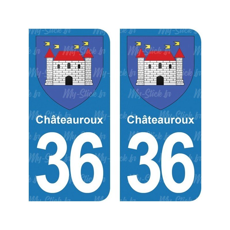Blason Châteauroux - Stickers plaque immatriculation 36