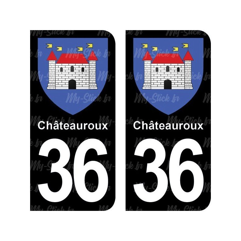 Blason Châteauroux - Stickers plaque immatriculation 36