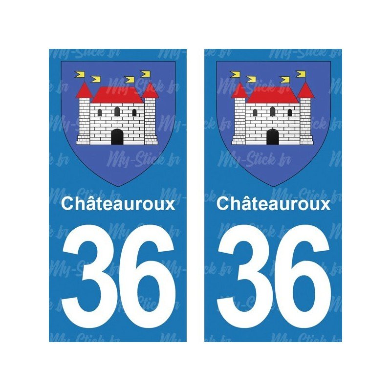 Blason Châteauroux - Stickers plaque immatriculation 36